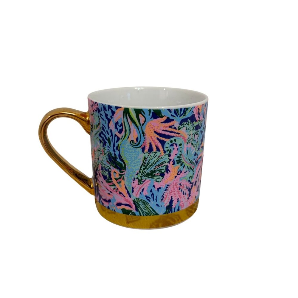 Lilly Pulitzer Coffee Mug Bringing Mermaid Back Metallic Gold Discontinued